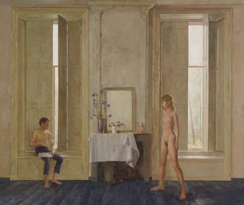 poboh:Interieur met schilder en zijn model / Interior with painter and his model, 1970, Matthijs Röl