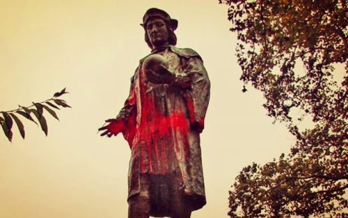 Just some of the many recently vandalized Columbus statues across the occupied territories known as 