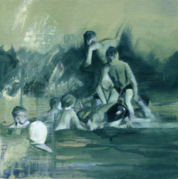 balcombe: “Water Fight” study, Oil on panel 195x195mm 