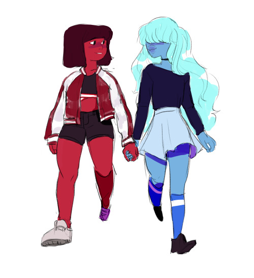 sabertoothwalrus:  I can’t afford to buy any clothes I like so I drew Ruby and Sapphire wearing some first image: Ruby: x x x Sapphire: x x second image Ruby: x x x  Sapphire: x x  