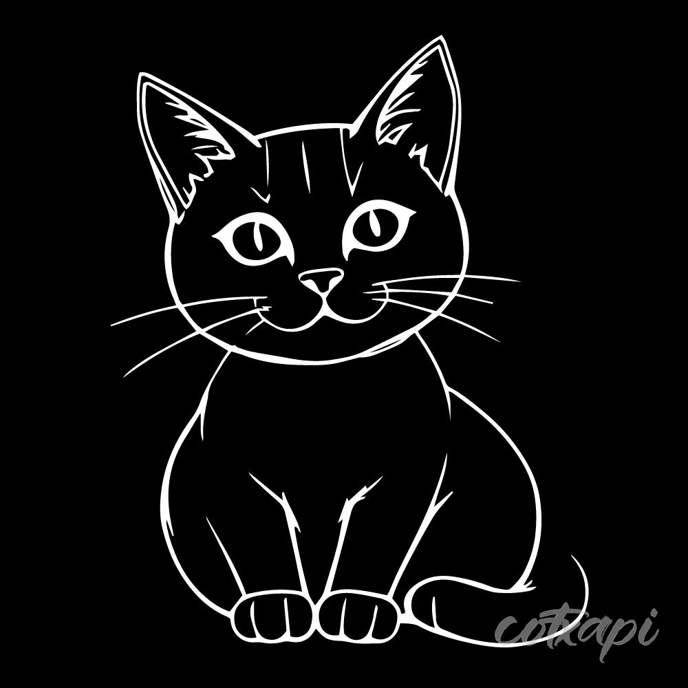 Cat Icon Cats Sign in Vector Art Black White Cats Illustration outline
