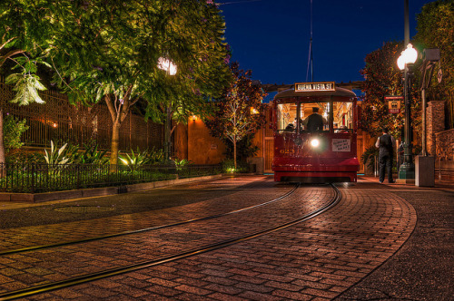 disneyendlessmagic:The Red Car Trolley in Hollywood Land by Tours Departing Daily on Flickr.