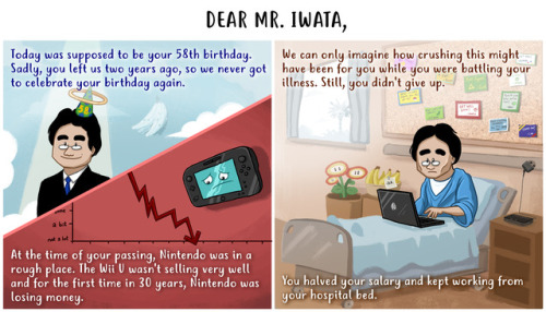 woodenplankstudios:Today, December 6th, Satoru Iwata was supposed to celebrate his birthday. I&rsquo