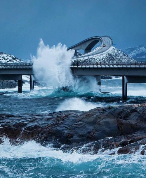 elodieunderglass:boringlauren:letslookingattheworldstuff:The Atlantic Road in Norway connects the is