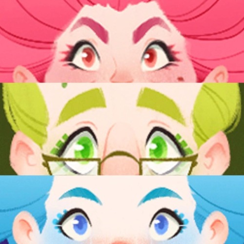 I love Adding tiny details on each Character I design, Each fairy is based on a Geometric shape! So I decided to give them crazy lashes with the triangular, square and circular ends to tied with their shape! so here os a Zoom in so you can see them  ❤️