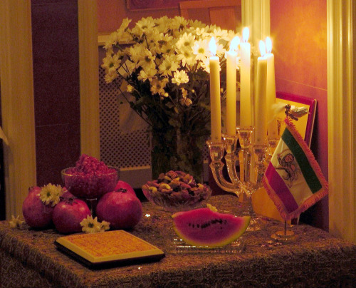 petitepointplace:Happy YaldaShab-e Chelleh (“night of forty”, Persian: شب چلّه‎‎) or Shab-e Yaldā (“