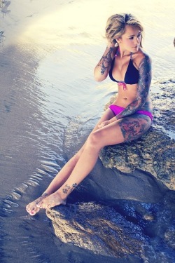 Girls-Girls-Tattoos-Tattoos:  Tattoos And The Ocean. Nice. More Here. 