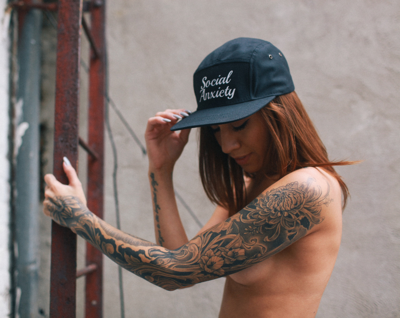 now-youre-cool:  the Social Anxiety 5 Panel hat modeled by Alee Rose available at http://www.nowyourecool.com/