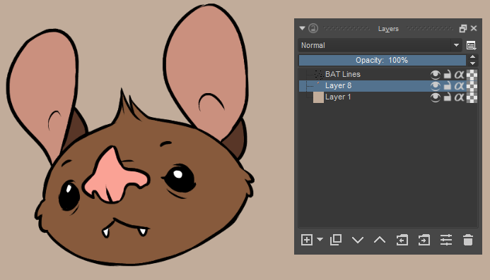 Krita's Fill tool: fill outlines and selections 