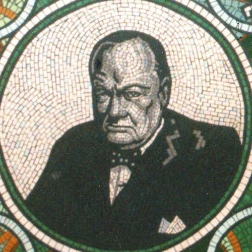 Winston Churchill - Portrait from the Chingford Heritage Mosaic. Churchill was The member of Parliam