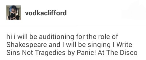tesssagrayed:  Tumblr+ inappropriate audition songs meme