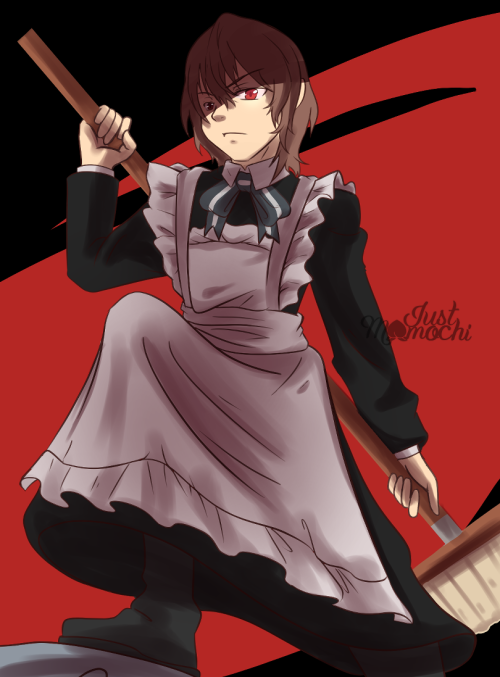 “I’ll wipe the floor with you.”Have my Goro Akechi Maid day sketch 