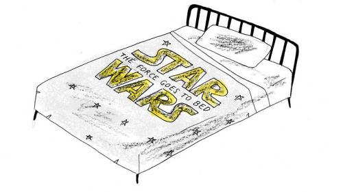 sparkitors:  After a long day of awakening the force (or preparing to fight it), falling into your cozy bed is everything. Here’s where the characters of Star Wars: The Force Awakens lay their weary heads—and droids. All illustrations by the epic