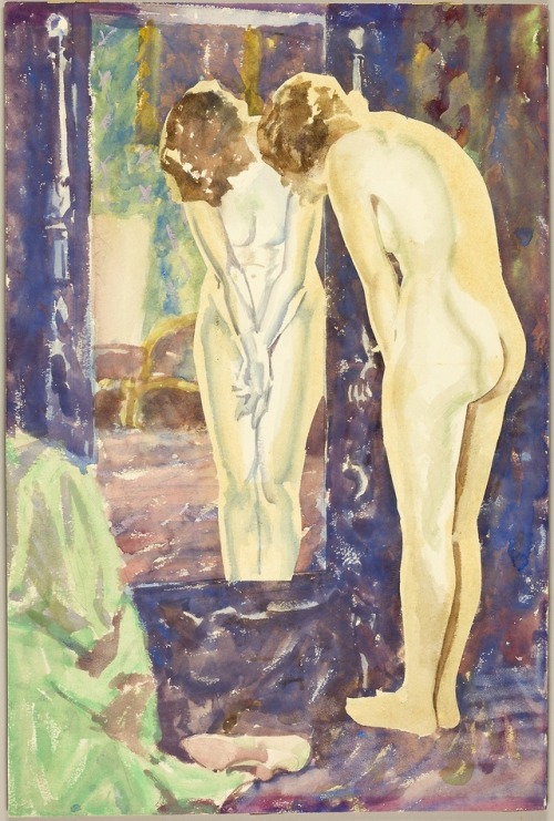 Frank Snapp (American, 1876-1927). Standing Female Nude, Looking in a Mirror.