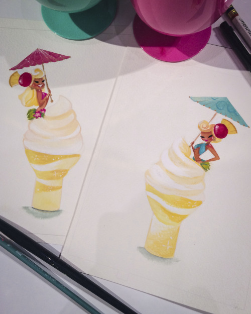 Summer treats inspired by the delicious Dole Whip dessert! :)5x7 Windsor and Newton gouache on Arche