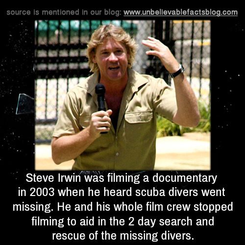 Sex unbelievable-facts:  Steve Irwin was filming pictures