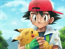 animestrife009:  “I Choose You!” Took a screenshot from the first episode of Pokemon and painted over it :)  