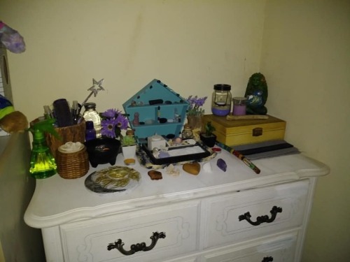 My witchy space may be in my closet but it looks pretty darn good. I just set up my altar. I wonder 