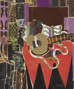 thunderstruck9:Georges Braque (French, 1882-1963), Mandoline à la partition (Le Banjo) [Mandolin with Partition (The Banjo)], 1941. Oil on canvas, 107.7 x 89.1 cm.
