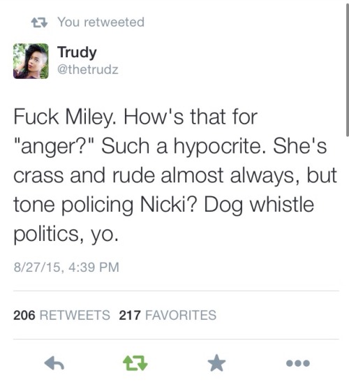 fatgirlopinions: cleophatracominatya: ebonyivyy: therealstarfire: Fuck, Miley Cyrus’s racist t