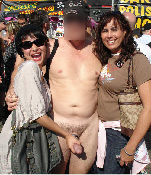 motherfetish: â€œQuick, Julie!! Get a pic of me with this giant dong in my  handâ€¦ #CFNM, #dickgrab, #Folsom, #milf, #nudeinpublic, #outdoors, #public,  #threesome Tumblr Porn