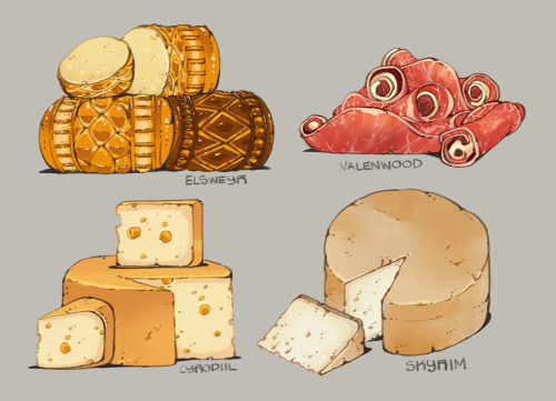 icicleteeth:As requested: Cheeses of Tamriel, featuring a mix of canon and headcanoned choices! I ca