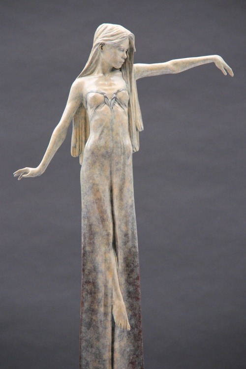 the-long-way-around:  art-tension:    Awesome Sculptures by Michael James Talbot   Beautifully oxidized bronze sculptures of elongated women by Michael Talbot  The contrast between lightness, harmonious movement and supposed rigid and heavy material