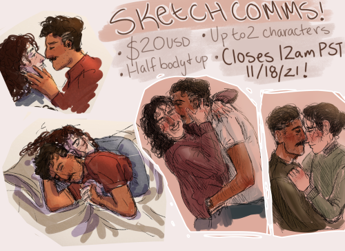 merry-harlowe: I’m opening up an unlimited amount of sketch commissions until midnight PST! Th