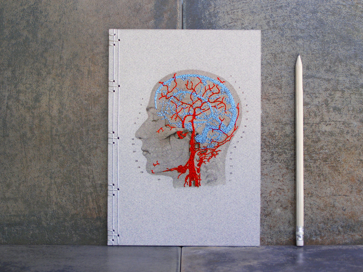 itscolossal:  Notebooks Adorned with Hand-embroidered Blood Vessels, Insects, and