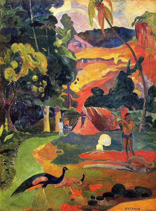 artist-gauguin:Landscape with peacocks, 1892, Paul GauguinMedium: oil,canvas