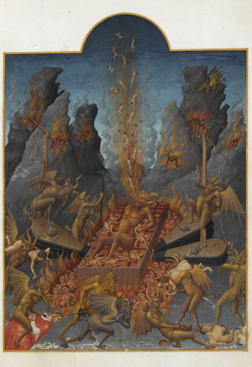 A scene in Hell.  Miniature by the Limbourg brothers from the Très Riches Heures du Duc de Berry, ca
