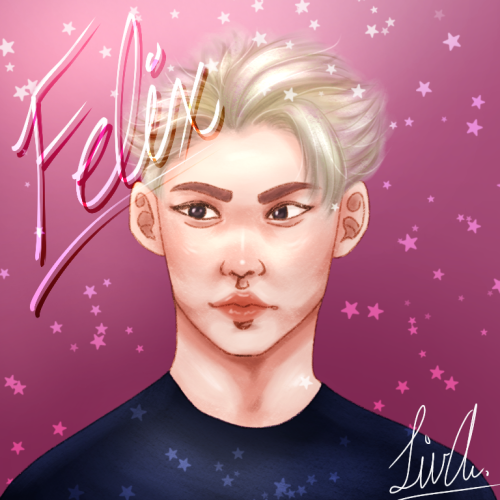 I Did Some Fanart Of Felix From Stray Kids!! I'm Really Proud Of How This Turned Out, And It Was Really