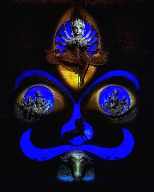 hinducosmos:Durga Puja at Hindustan Park, Kolkata Two different world merging into one. (via Instagr