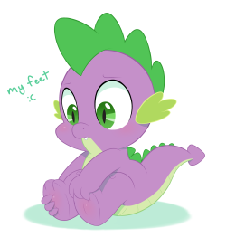 acstlu:  Spikes wittle feeties hurt because he’s been walking around Ponyville all day and he’s like aw man I wish I had like hooves or something my purple feet hurt  Poor lil Spikey-wikey ;w;
