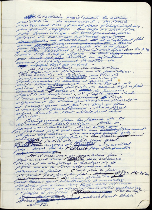 Manuscript page of Samuel Beckett’s Le dépeupleur