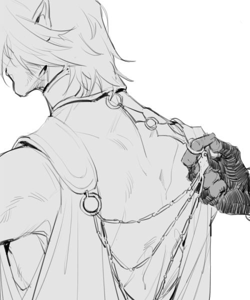 helping Urianger remove his jewels.