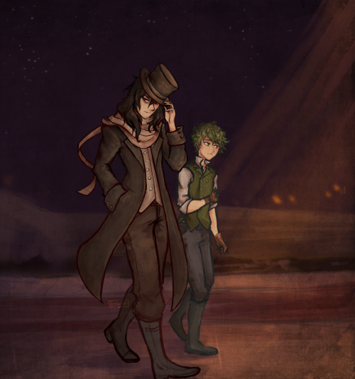 BNHA AU Bang @bokunoaubang! this is @hikariflower4‘s steampunk au that i drew an illustration for,, 