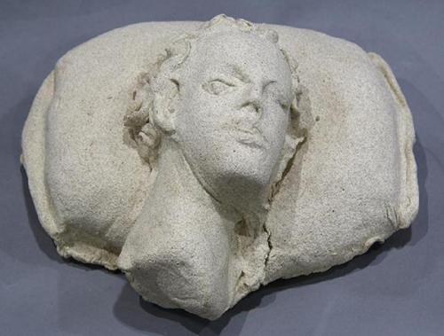 Costantino Nivola (Italian/American, 1911-1988), Head on Pillow (Just Waking), terracotta sculpture,