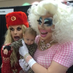 momsgoldteeth:  Tracy and I adopted a baby at @rupaulsdragcon #mom #dad #baby
