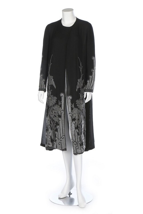 historicaldress:  Beaded Chiffon Evening Coat, 1920sA beaded chiffon evening coat with diamante and 