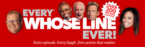 fuckyeahwhoseline:  No big deal or anything but CW Seed pretty much uploaded every Whose Line US episode on their site. “All the Drew and Aisha, too” as they put it. You can watch them all for free. You do have to be in the United States to access