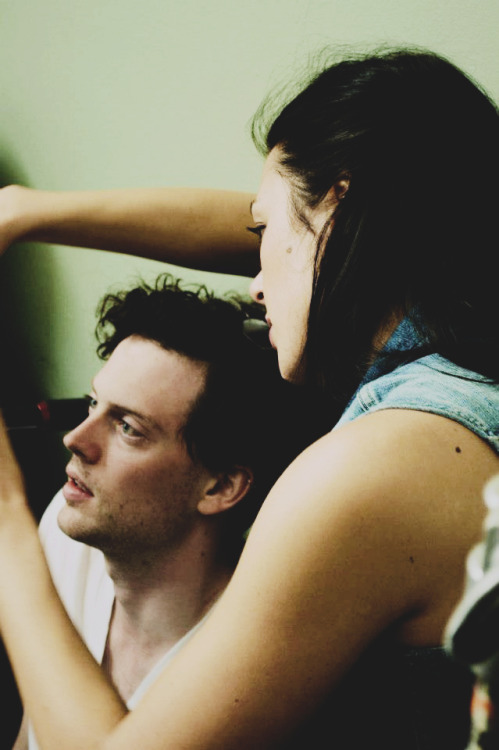 bananalizard: Aliyah O’Brien in a jean vest behind the scenes of her 2013 short film Love