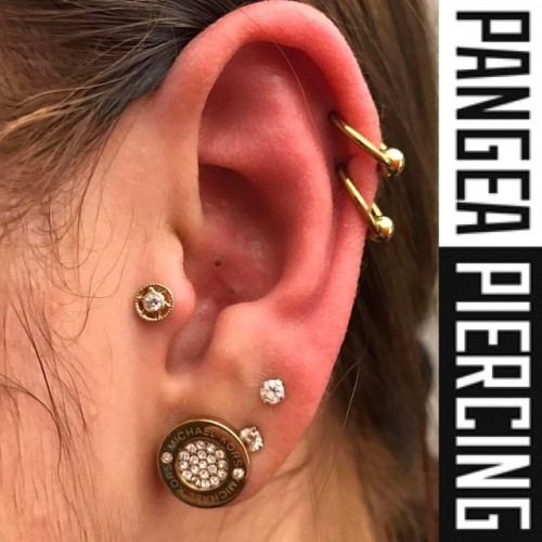 piercingsbycampbell: Super fresh Tragus and double helix piercings from Thursday at @pangeapiercing 