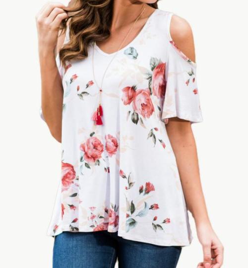 favepiece:Short Sleeve Top with Floral Print - Use code TUMBLR10 for a 10% discount!