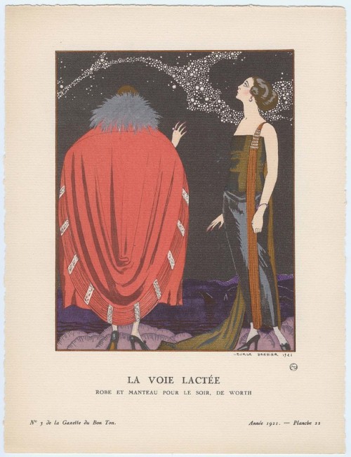 French fashion plates from the Gazette du Bon Ton by George Barbier (each plate gives the date, the 