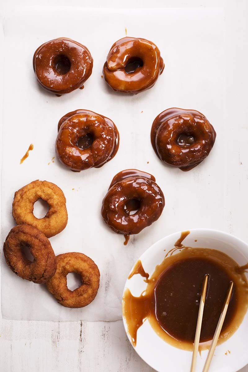 sweetoothgirl:    Old Fashioned Doughnuts With Salted Caramel Glaze  