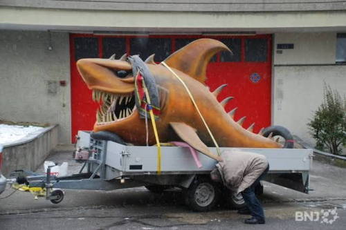 Originally A Prop From A 2007 Short Film Called Choc Au Lac, This Rather Horrifying Shark Statue Was
