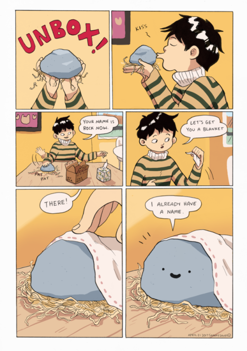 a comic about a boy and his pet rock for my final for my storytelling class! we had to do a comic se