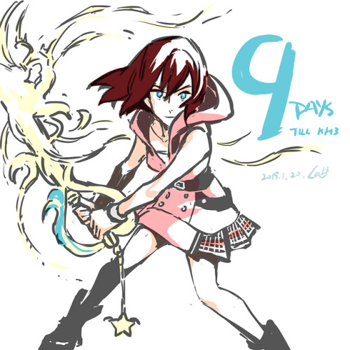 9 days to go!quick sketch - I love how Kairi finally can wield a keyblade!!