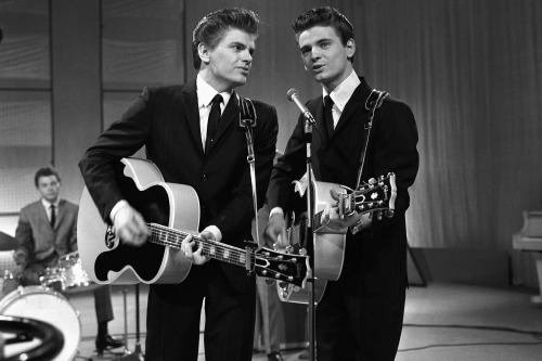 The Everly Brothers: Phil Everly and Don Everly, performing on TV show, 1 April 1960. Photo by Harry